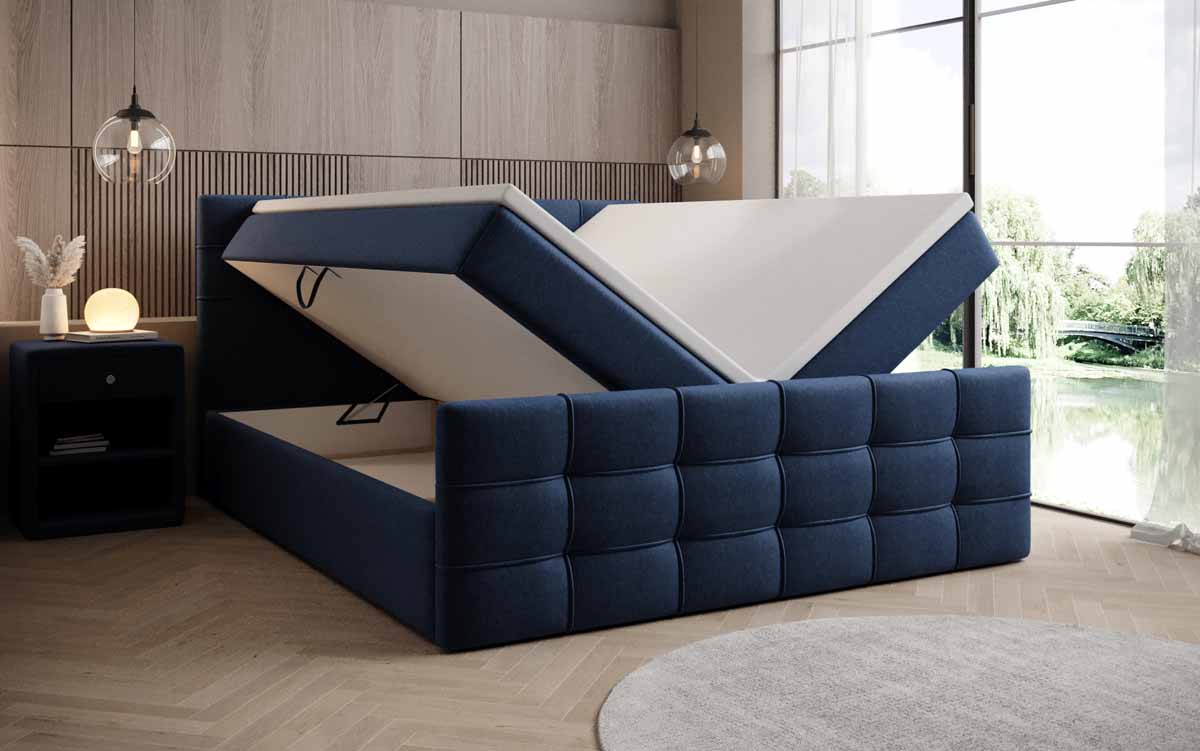 Luxor Boxspringbett mit Stauraumfunktion, Komfortmatratze, Stoffbezug, verschiedene Größen & Härtegrade