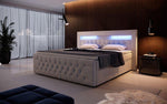 Lade das Bild in den Galerie-Viewer, Luxuriöses Samt Boxspringbett Menzogna mit LED-Beleuchtung und Praktischem Stauraum
