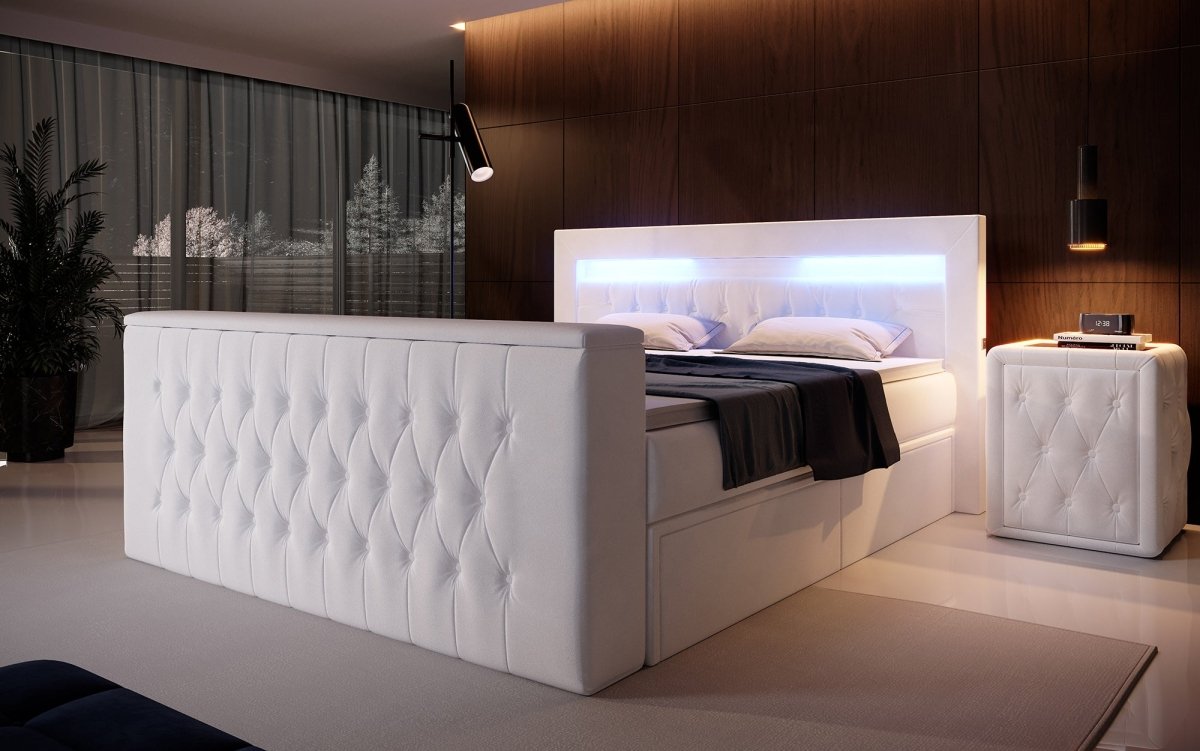 Luxuriöses Boxspringbett Menzogna: TV-Lift, USB, Stauraum für modernes Schlafzimmer