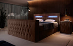 Lade das Bild in den Galerie-Viewer, Luxuriöses Boxspringbett Menzogna: TV-Lift, USB, Stauraum für modernes Schlafzimmer
