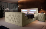 Lade das Bild in den Galerie-Viewer, Luxuriöses Boxspringbett Menzogna: TV-Lift, USB, Stauraum für modernes Schlafzimmer
