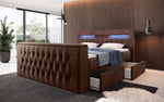 Lade das Bild in den Galerie-Viewer, Luxuriöses Boxspringbett Menzogna: TV-Lift, USB, Stauraum für modernes Schlafzimmer
