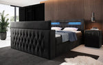 Lade das Bild in den Galerie-Viewer, Luxuriöses Boxspringbett Menzogna: TV-Lift, USB, Stauraum für modernes Schlafzimmer
