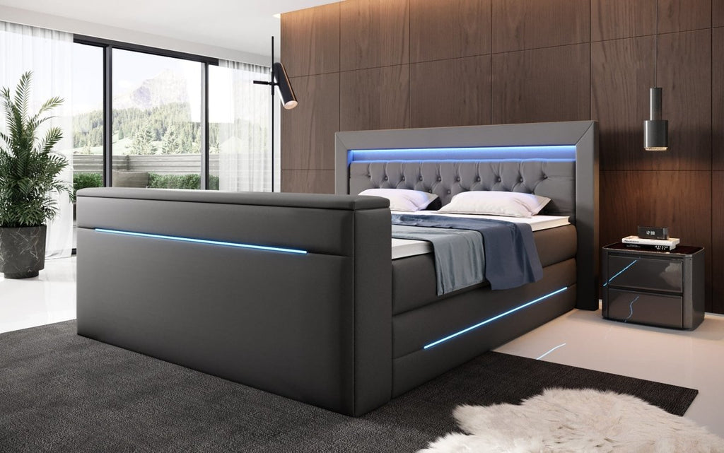 Merkur Luxus Boxspringbett mit TV-Lift, RGB-Beleuchtung und Premium-Komfort