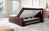 Luxuriöses Boxspringbett Moonlight mit LED, USB-Anschlüssen, Stauraum und Samtbezug