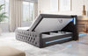 Luxuriöses Boxspringbett Moonlight mit LED, USB-Anschlüssen, Stauraum und Samtbezug