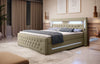 Luxuriöses Boxspringbett Moonlight mit LED, USB-Anschlüssen, Stauraum und Samtbezug