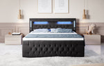 Lade das Bild in den Galerie-Viewer, Luxuriöses Boxspringbett Moonlight mit LED, USB-Anschlüssen, Stauraum und Samtbezug
