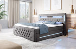 Lade das Bild in den Galerie-Viewer, Luxuriöses Boxspringbett Moonlight mit LED, USB-Anschlüssen, Stauraum und Samtbezug

