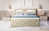 Luxuriöses Boxspringbett Moonlight mit LED, USB-Anschlüssen, Stauraum und Samtbezug