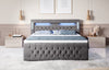 Luxuriöses Boxspringbett Moonlight mit LED, USB-Anschlüssen, Stauraum und Samtbezug