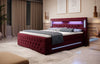 Luxuriöses Boxspringbett Moonlight mit LED, USB-Anschlüssen, Stauraum und Samtbezug
