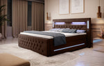 Lade das Bild in den Galerie-Viewer, Luxuriöses Boxspringbett Moonlight mit LED, USB-Anschlüssen, Stauraum und Samtbezug
