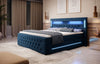 Luxuriöses Boxspringbett Moonlight mit LED, USB-Anschlüssen, Stauraum und Samtbezug
