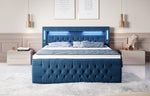 Lade das Bild in den Galerie-Viewer, Luxuriöses Boxspringbett Moonlight mit LED, USB-Anschlüssen, Stauraum und Samtbezug
