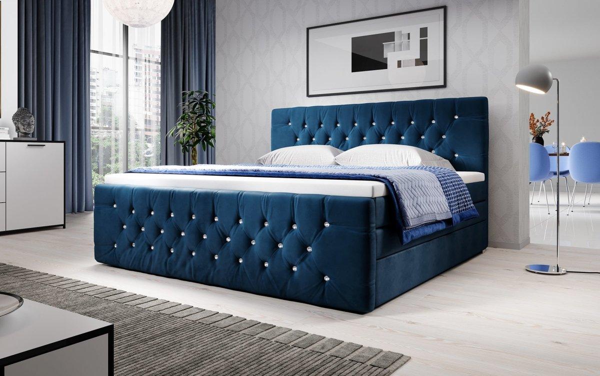 Luxuriöses Boxspringbett Nobile mit Strass, Stauraum und Optimalem Schlafkomfort