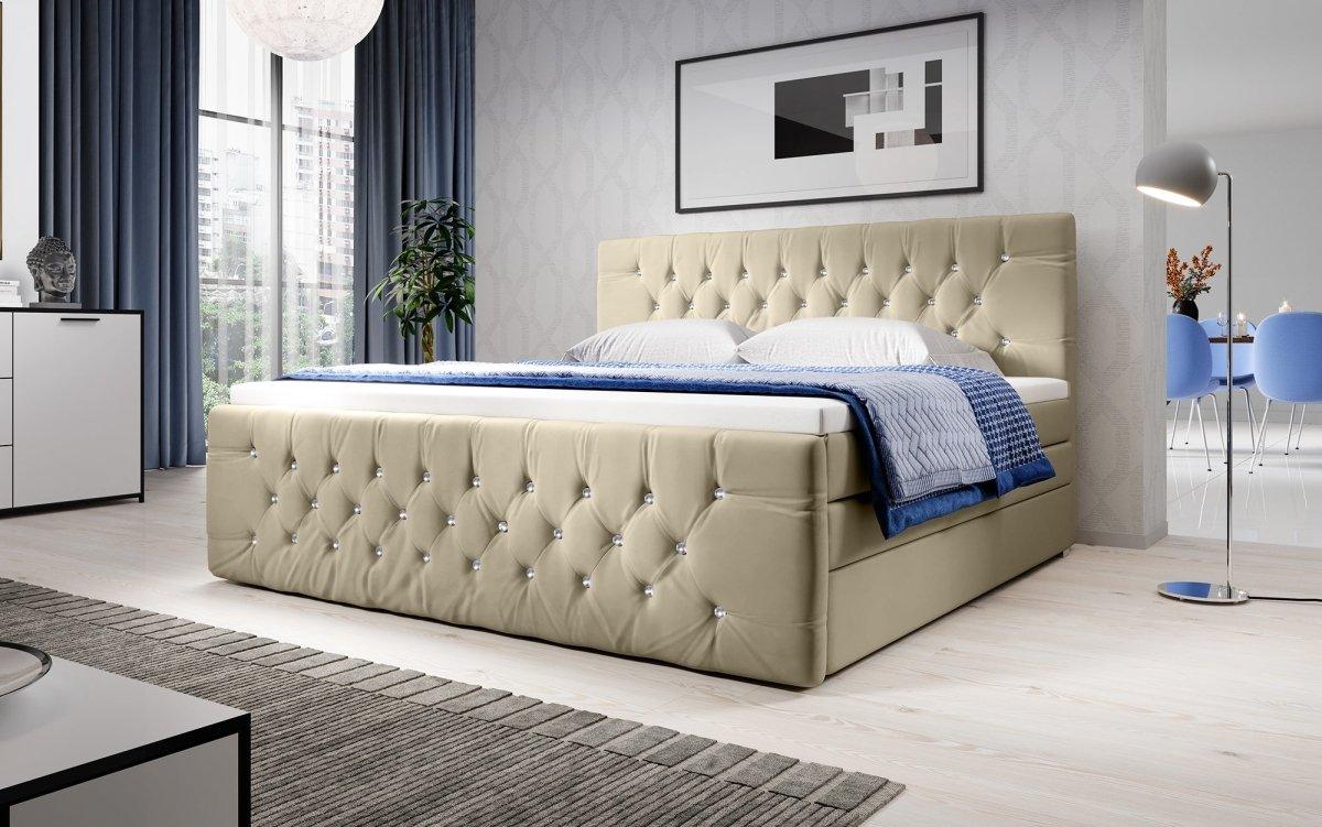 Luxuriöses Boxspringbett Nobile mit Strass, Stauraum und Optimalem Schlafkomfort
