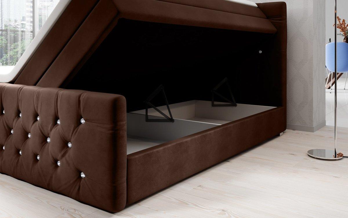 Luxuriöses Boxspringbett Nobile mit Strass, Stauraum und Optimalem Schlafkomfort