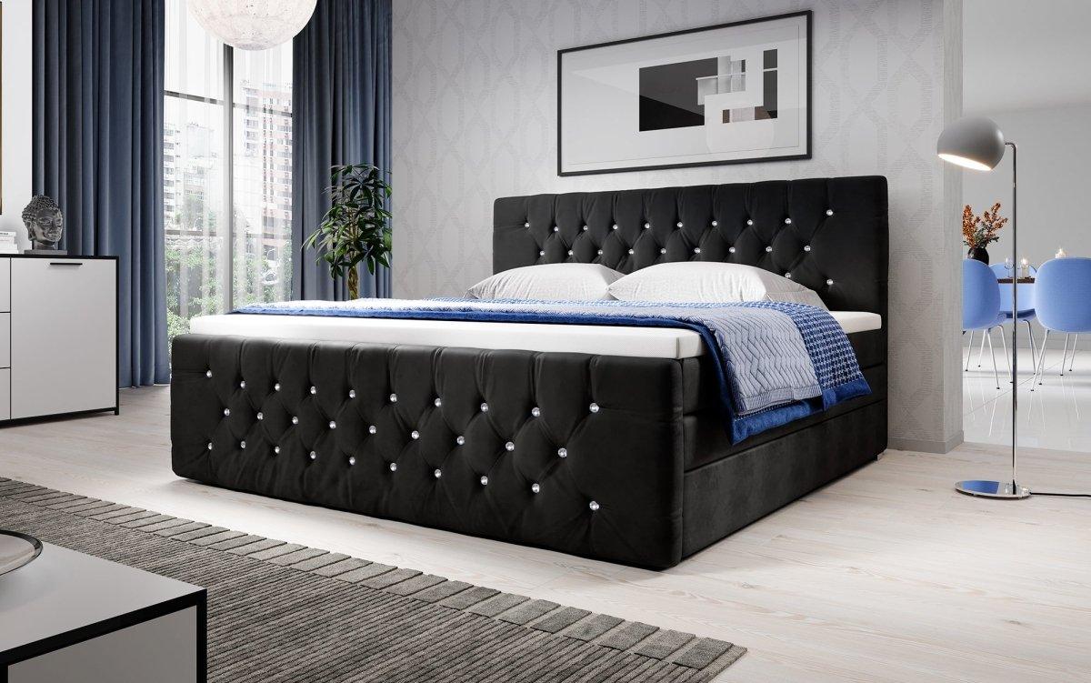 Luxuriöses Boxspringbett Nobile mit Strass, Stauraum und Optimalem Schlafkomfort