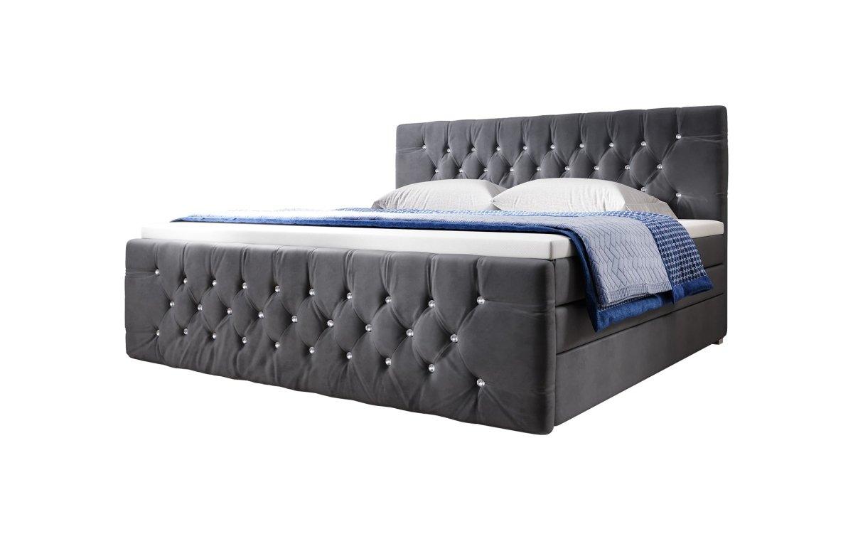 Luxuriöses Boxspringbett Nobile mit Strass, Stauraum und Optimalem Schlafkomfort