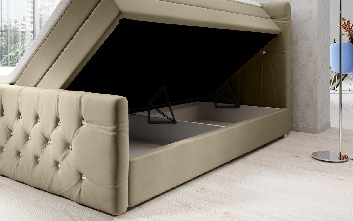 Luxuriöses Boxspringbett Nobile mit Strass, Stauraum und Optimalem Schlafkomfort