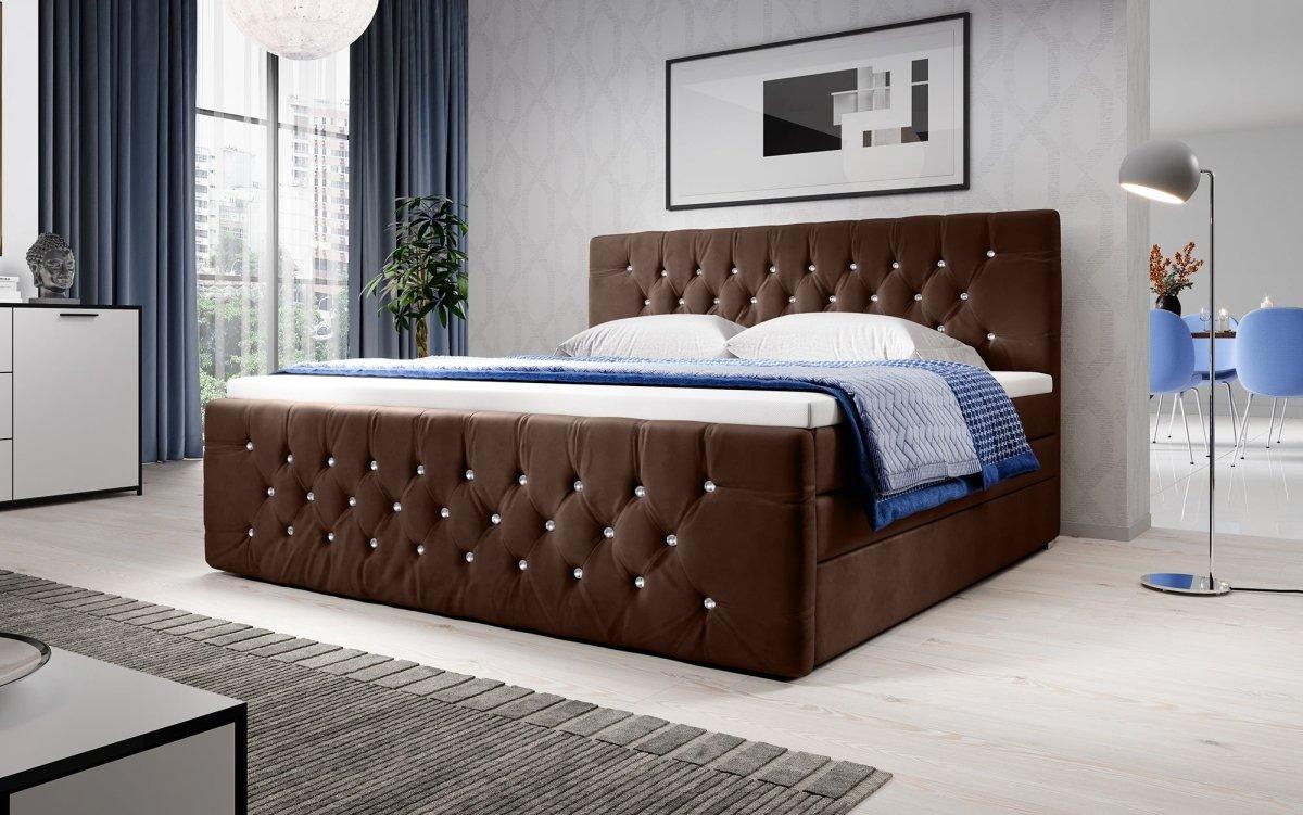 Luxuriöses Boxspringbett Nobile mit Strass, Stauraum und Optimalem Schlafkomfort