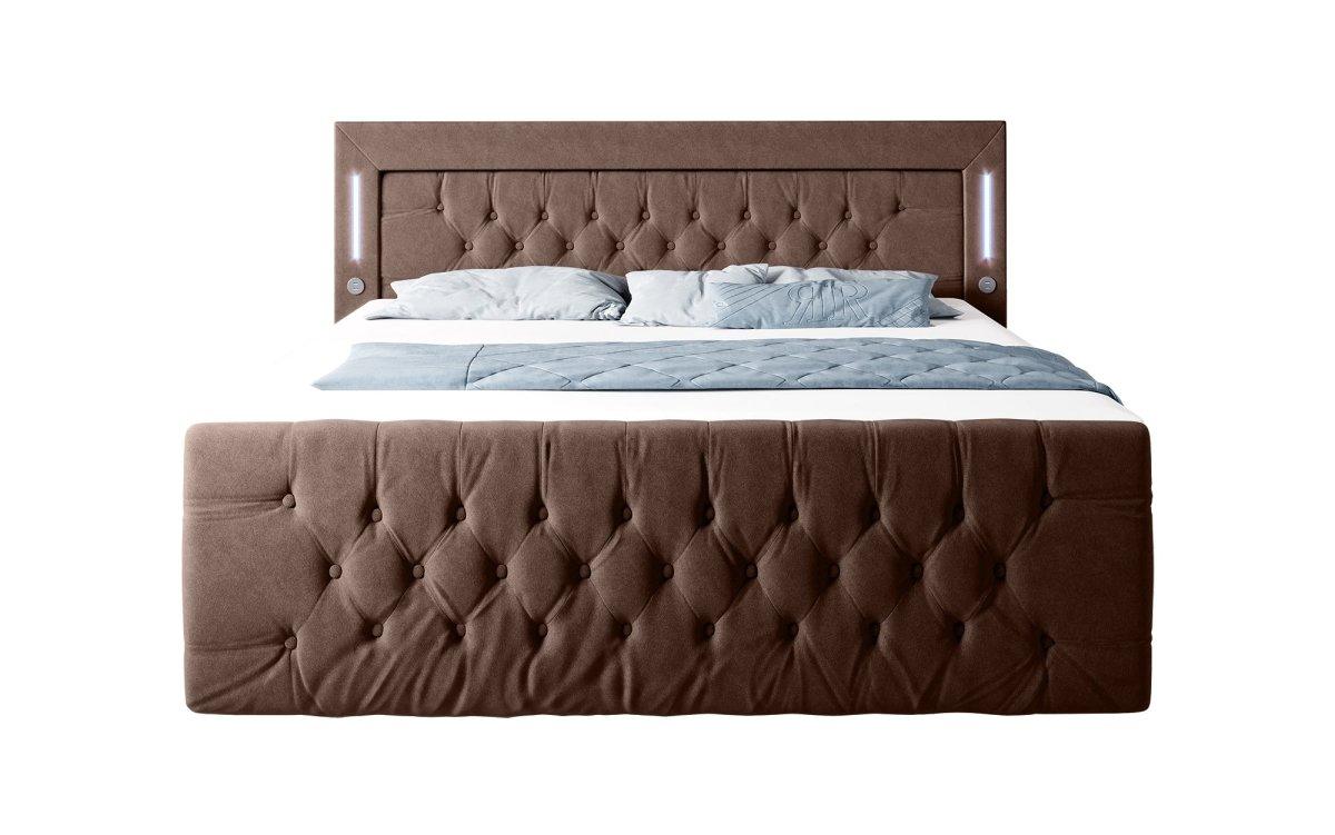 Luxuriöses Boxspringbett Queen mit integrierter LED-Beleuchtung, USB-Anschluss und praktischem Stauraum
