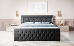 Lade das Bild in den Galerie-Viewer, Luxuriöses Boxspringbett Queen mit integrierter LED-Beleuchtung, USB-Anschluss und praktischem Stauraum
