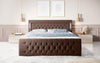 Luxuriöses Boxspringbett Queen mit integrierter LED-Beleuchtung, USB-Anschluss und praktischem Stauraum
