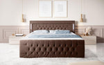 Lade das Bild in den Galerie-Viewer, Luxuriöses Boxspringbett Queen mit integrierter LED-Beleuchtung, USB-Anschluss und praktischem Stauraum
