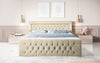 Luxuriöses Boxspringbett Queen mit integrierter LED-Beleuchtung, USB-Anschluss und praktischem Stauraum