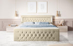 Lade das Bild in den Galerie-Viewer, Luxuriöses Boxspringbett Queen mit integrierter LED-Beleuchtung, USB-Anschluss und praktischem Stauraum
