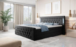 Lade das Bild in den Galerie-Viewer, Luxuriöses Boxspringbett Queen mit integrierter LED-Beleuchtung, USB-Anschluss und praktischem Stauraum
