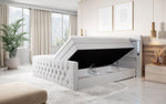 Lade das Bild in den Galerie-Viewer, Luxuriöses Boxspringbett Queen mit integrierter LED-Beleuchtung, USB-Anschluss und praktischem Stauraum
