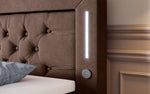 Lade das Bild in den Galerie-Viewer, Luxuriöses Boxspringbett Queen mit integrierter LED-Beleuchtung, USB-Anschluss und praktischem Stauraum
