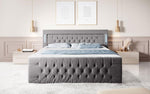 Lade das Bild in den Galerie-Viewer, Luxuriöses Boxspringbett Queen mit integrierter LED-Beleuchtung, USB-Anschluss und praktischem Stauraum
