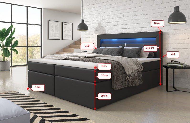 Luxuriöses Repos Boxspringbett: Modernes Schlafsystem mit LED & USB-Anschluss