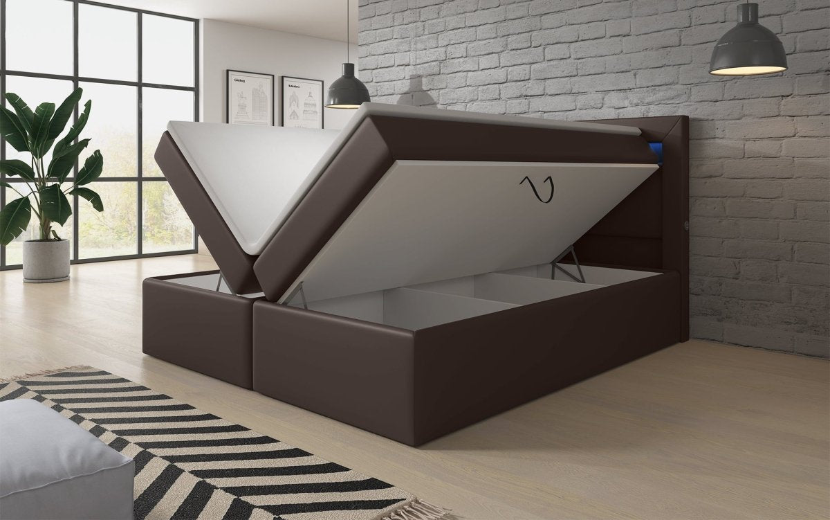 Reposito Boxspringbett: Ergonomischer Schlaf, Integrierte LED, USB, Großer Stauraum