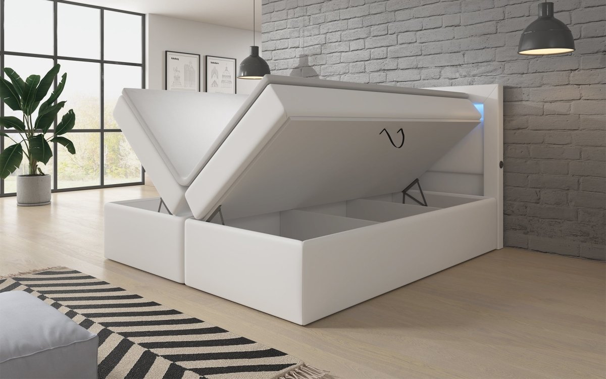 Reposito Boxspringbett: Ergonomischer Schlaf, Integrierte LED, USB, Großer Stauraum
