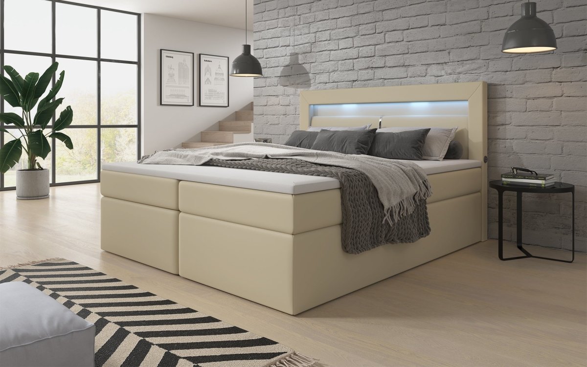 Reposito Boxspringbett: Ergonomischer Schlaf, Integrierte LED, USB, Großer Stauraum