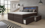 Lade das Bild in den Galerie-Viewer, Luxuriöses Rinori Boxspringbett mit LED-Beleuchtung, USB-Anschluss und praktischem Stauraum

