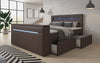 Rinori Luxus Boxspringbett mit TV-Lift, USB, LED-Beleuchtung und Stauraum
