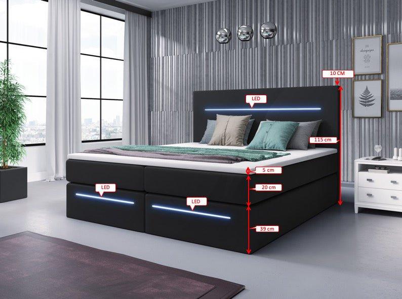 Luxuriöses Boxspringbett Sejour: Komfort mit LED-Beleuchtung und cleverem Stauraum