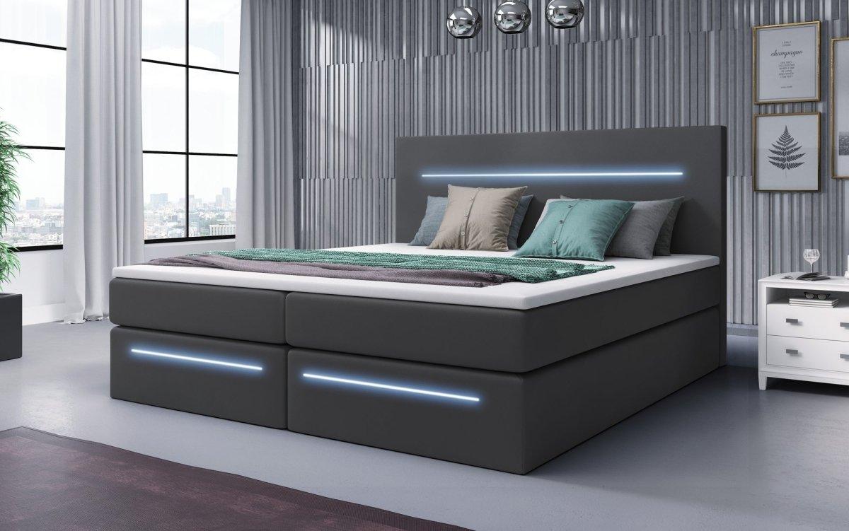 Luxuriöses Boxspringbett Sejour: Komfort mit LED-Beleuchtung und cleverem Stauraum