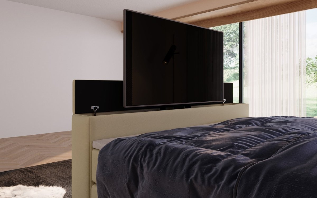 Luxus Boxspringbett Sejour: TV-Lift, RGB-Beleuchtung & Stauraum für modernen Schlafkomfort