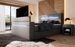 Lade das Bild in den Galerie-Viewer, Luxus Boxspringbett Sejour: TV-Lift, RGB-Beleuchtung &amp; Stauraum für modernen Schlafkomfort
