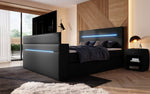Lade das Bild in den Galerie-Viewer, Luxus Boxspringbett Sejour: TV-Lift, RGB-Beleuchtung &amp; Stauraum für modernen Schlafkomfort
