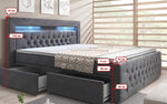 Lade das Bild in den Galerie-Viewer, Luxuriöses Boxspringbett Sera mit LED, Praktischem Stauraum und Samtbezug
