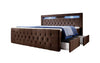 Luxuriöses Boxspringbett Sera mit LED, Praktischem Stauraum und Samtbezug