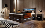Lade das Bild in den Galerie-Viewer, Boxspringbett Sevilla: Modernes Design, LED-Beleuchtung, Integrierter Stauraum &amp; Komfort-Matratze
